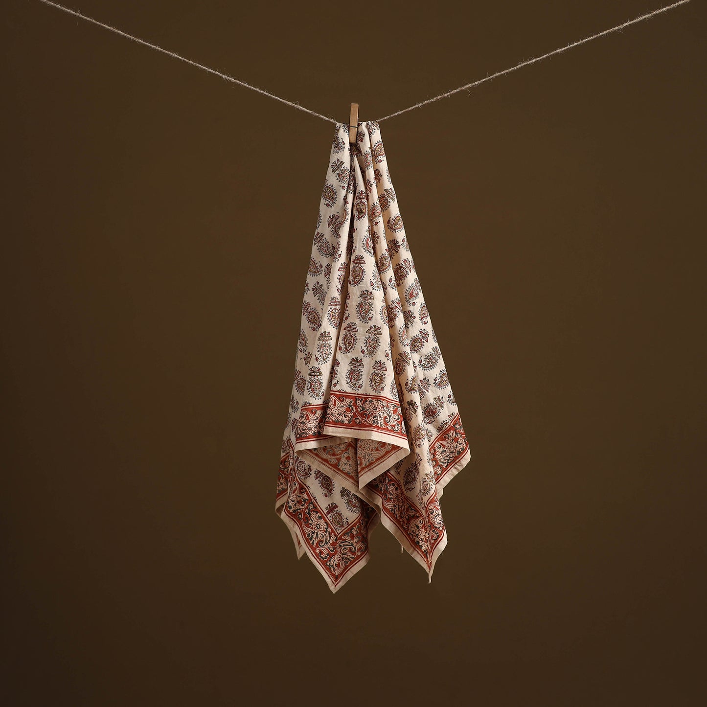 Pedana Hand Block Print Natural Dyed Cotton Kalamkari Scarf 06