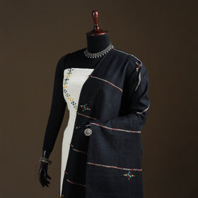 Kantha Hand Embroidered Khes Handwoven Cotton Dupatta 09