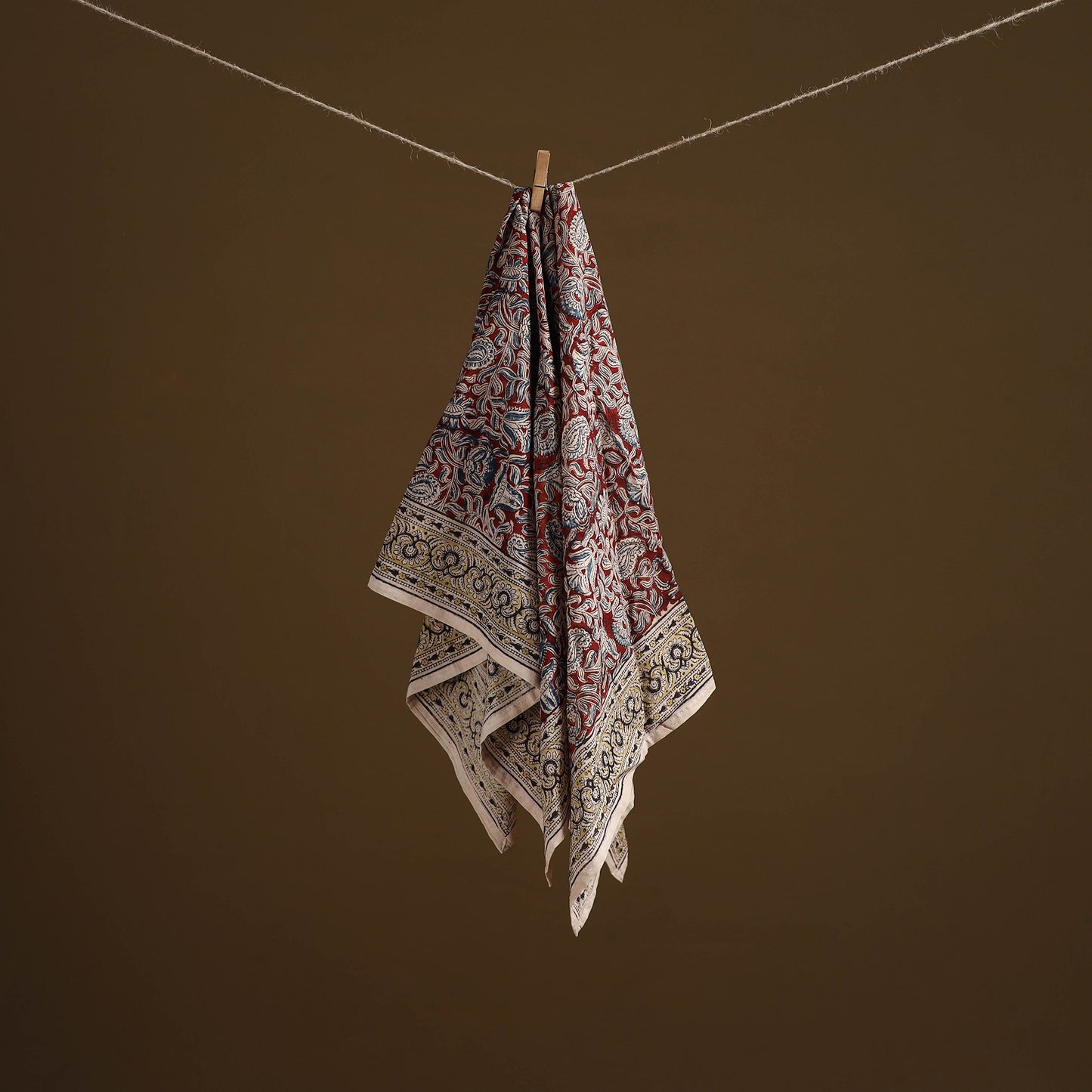 Pedana Hand Block Print Natural Dyed Cotton Kalamkari Scarf 05