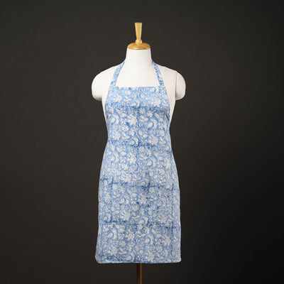 Floral Sanganeri Print Cotton Apron with Pocket 01