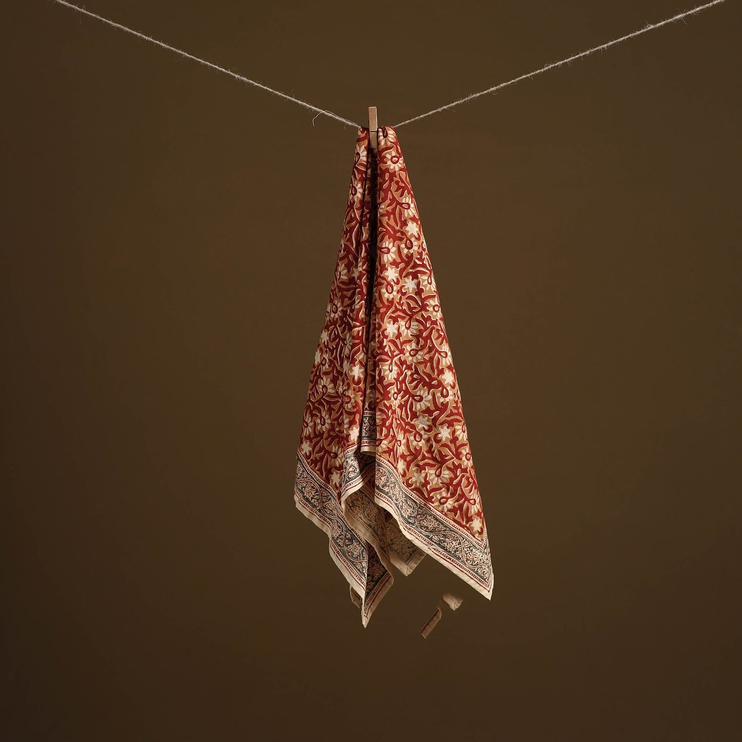 Pedana Hand Block Print Natural Dyed Cotton Kalamkari Scarf 02