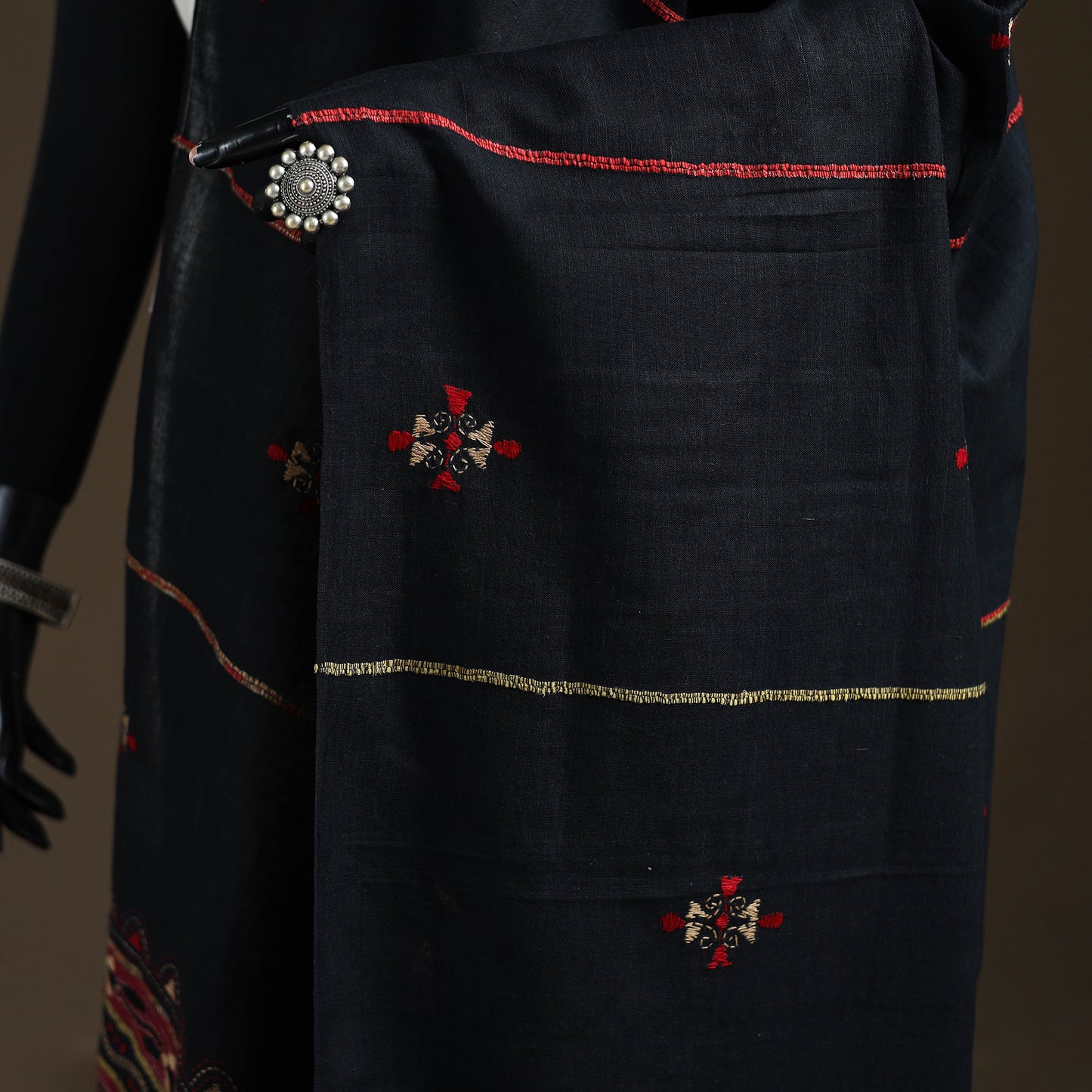 Kantha Hand Embroidered Khes Handwoven Cotton Dupatta 11