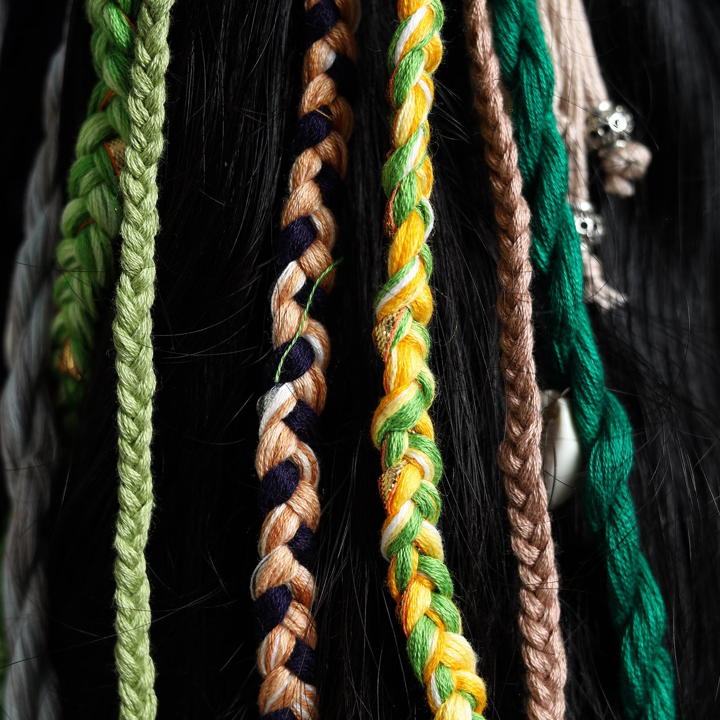 Thread Braided & Shell Work Hair Strings 10