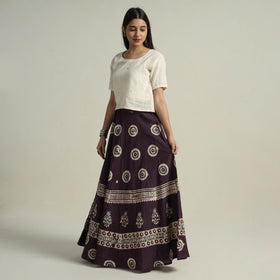 Buy Hand Batik Printed Running Stitch Cotton Long Skirt 24 Online l iTokri.com