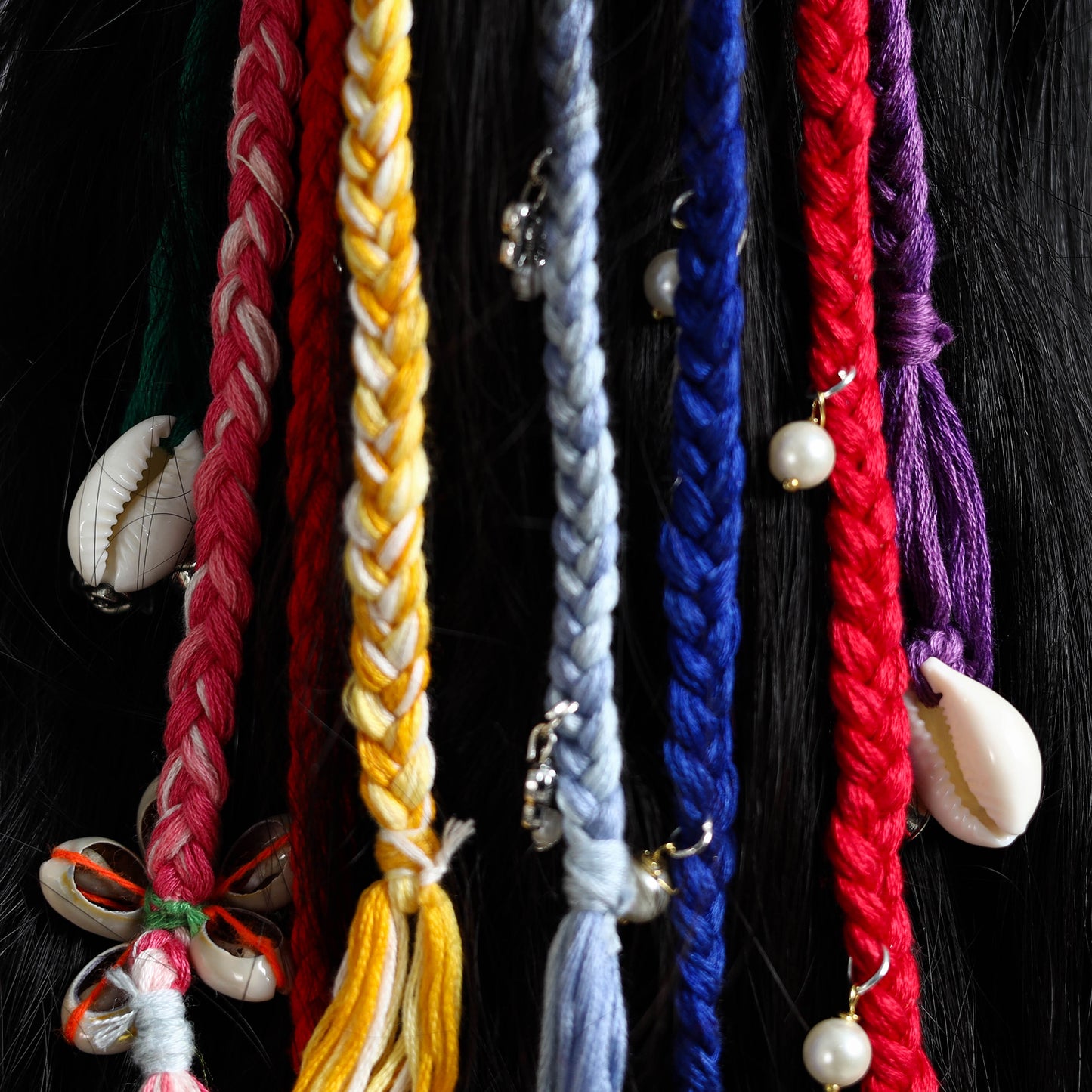 Thread Braided & Shell Work Hair Strings 11