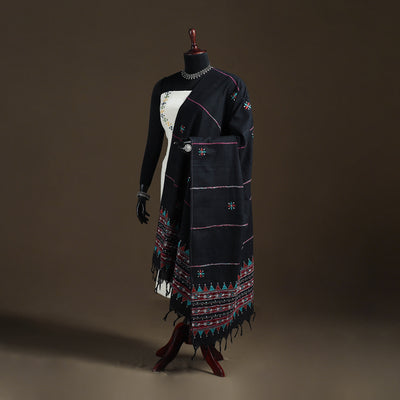 Kantha Hand Embroidered Khes Handwoven Cotton Dupatta 13