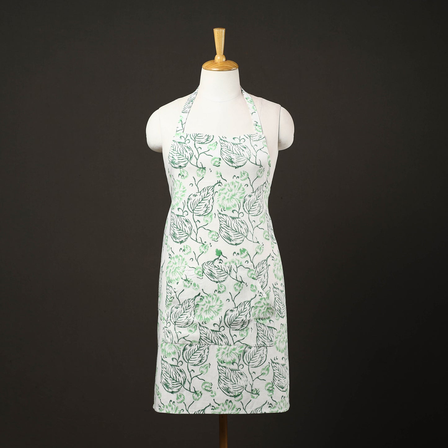 Floral Sanganeri Print Cotton Apron with Pocket 04