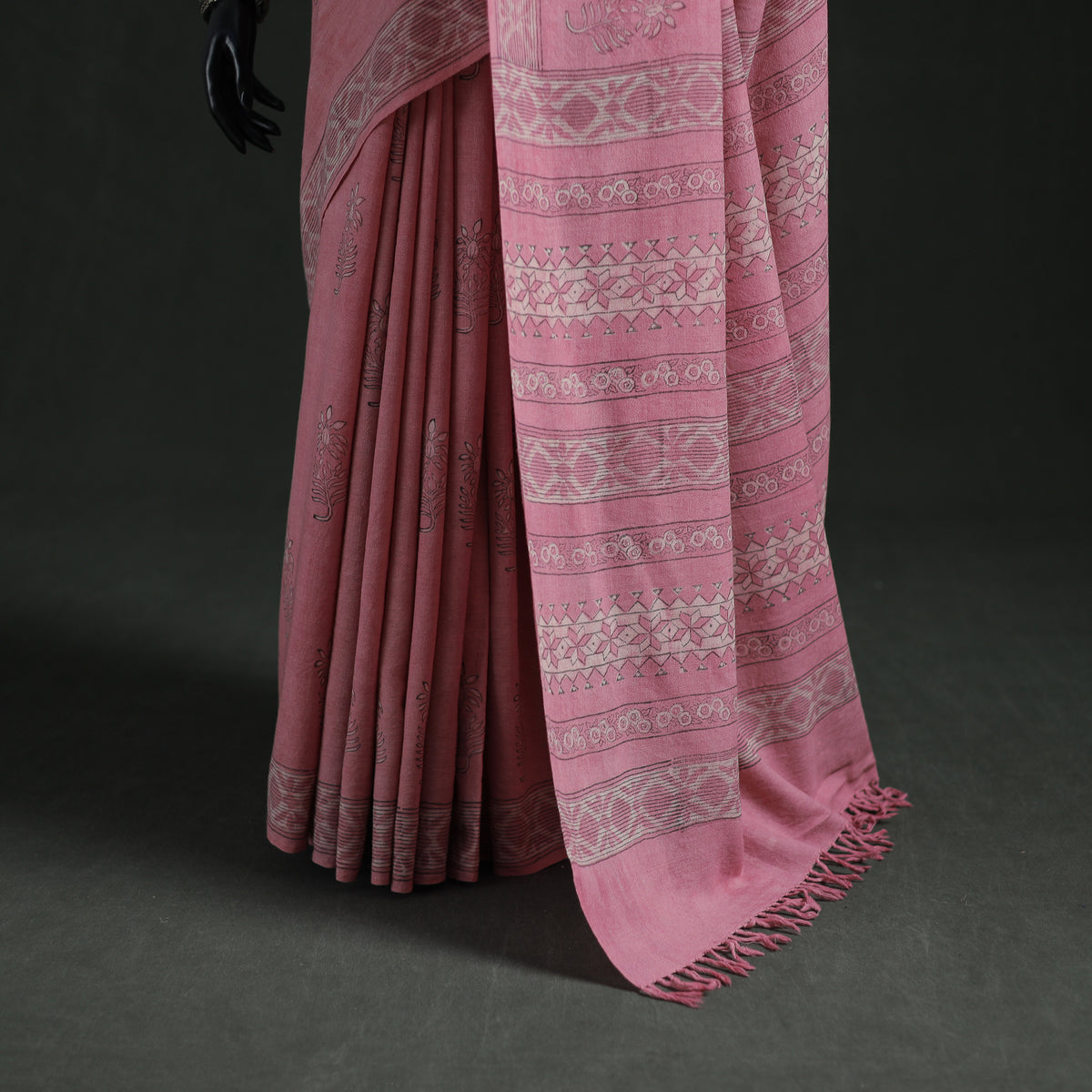 Pure Merino Wool Hand Block Akola Prints Saree 10