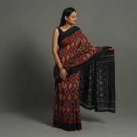 Red - Mercerised Cotton Handloom Pochampally Ikat Saree 65