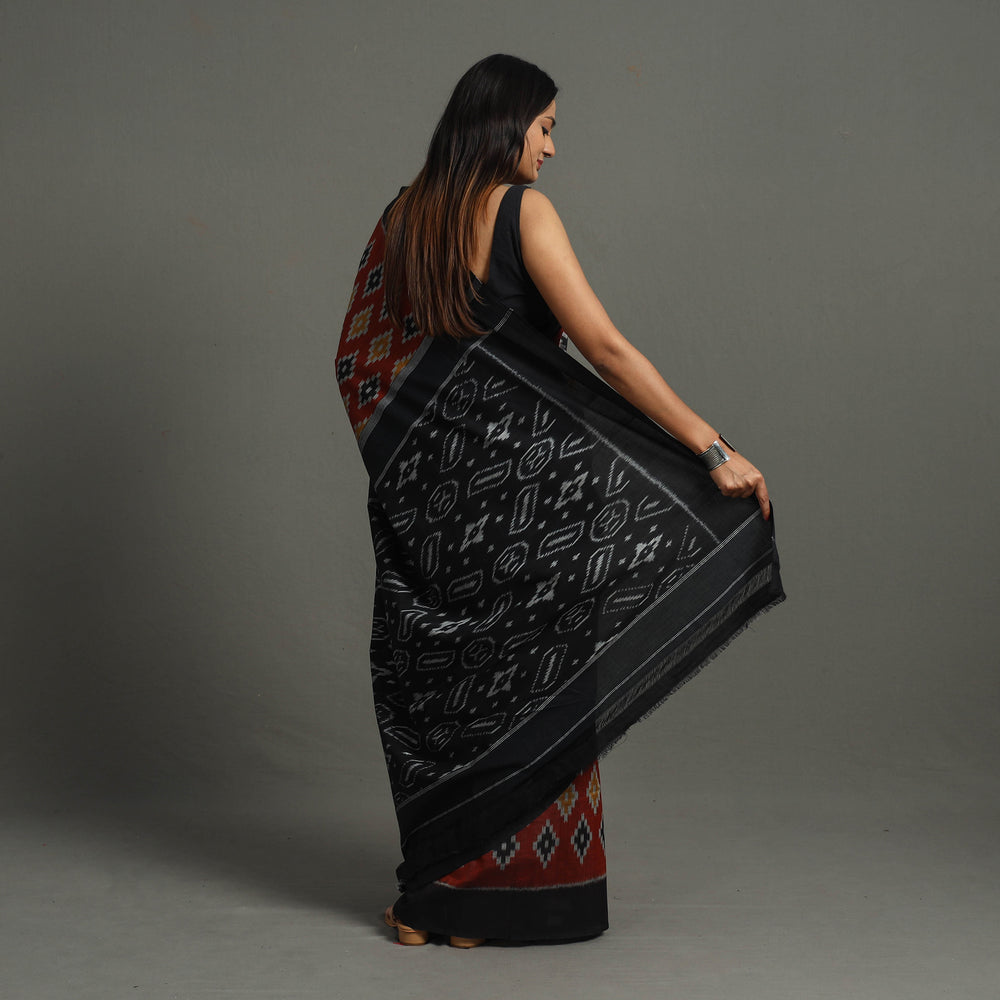 Red - Mercerised Cotton Handloom Pochampally Ikat Saree 65