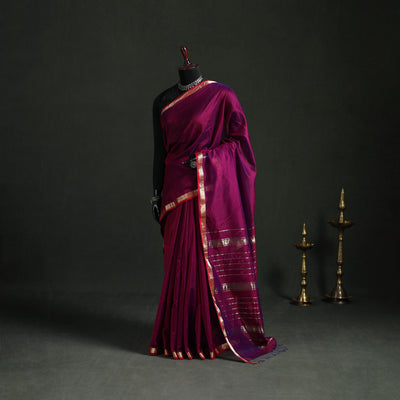 Handloom Zari Border Maheshwari Silk Saree 01
