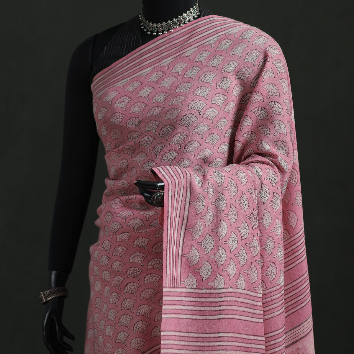 Pure Merino Wool Hand Block Akola Prints Saree 08