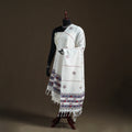 White - Kantha Hand Embroidered Khes Handwoven Cotton Dupatta 17