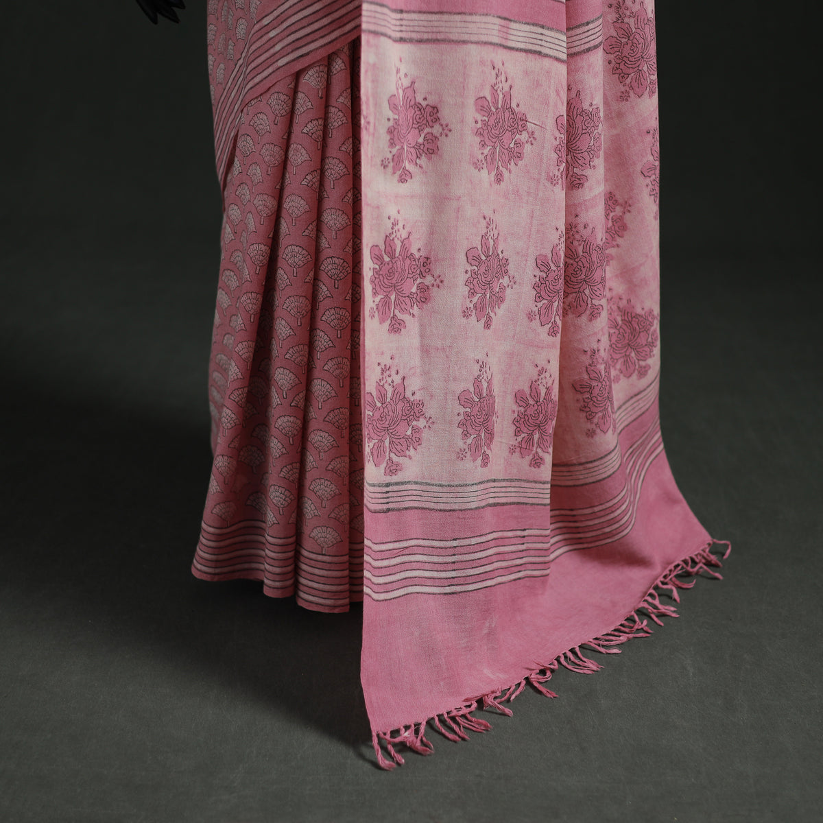 Pure Merino Wool Hand Block Akola Prints Saree 08