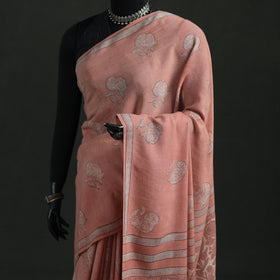 Pure Merino Wool Hand Block Akola Prints Saree 07