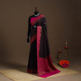 Black - Zari Work Banarasi Silk Saree with Blouse 23