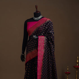 Black - Zari Work Banarasi Silk Saree with Blouse 23
