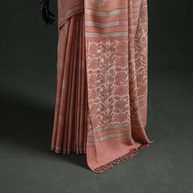 Pure Merino Wool Hand Block Akola Prints Saree 07