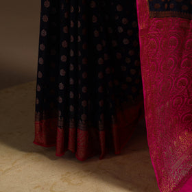 Black - Zari Work Banarasi Silk Saree with Blouse 23