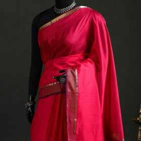 Handloom Zari Border Maheshwari Silk Saree 03