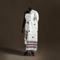 White - Kantha Hand Embroidered Khes Handwoven Cotton Dupatta 21