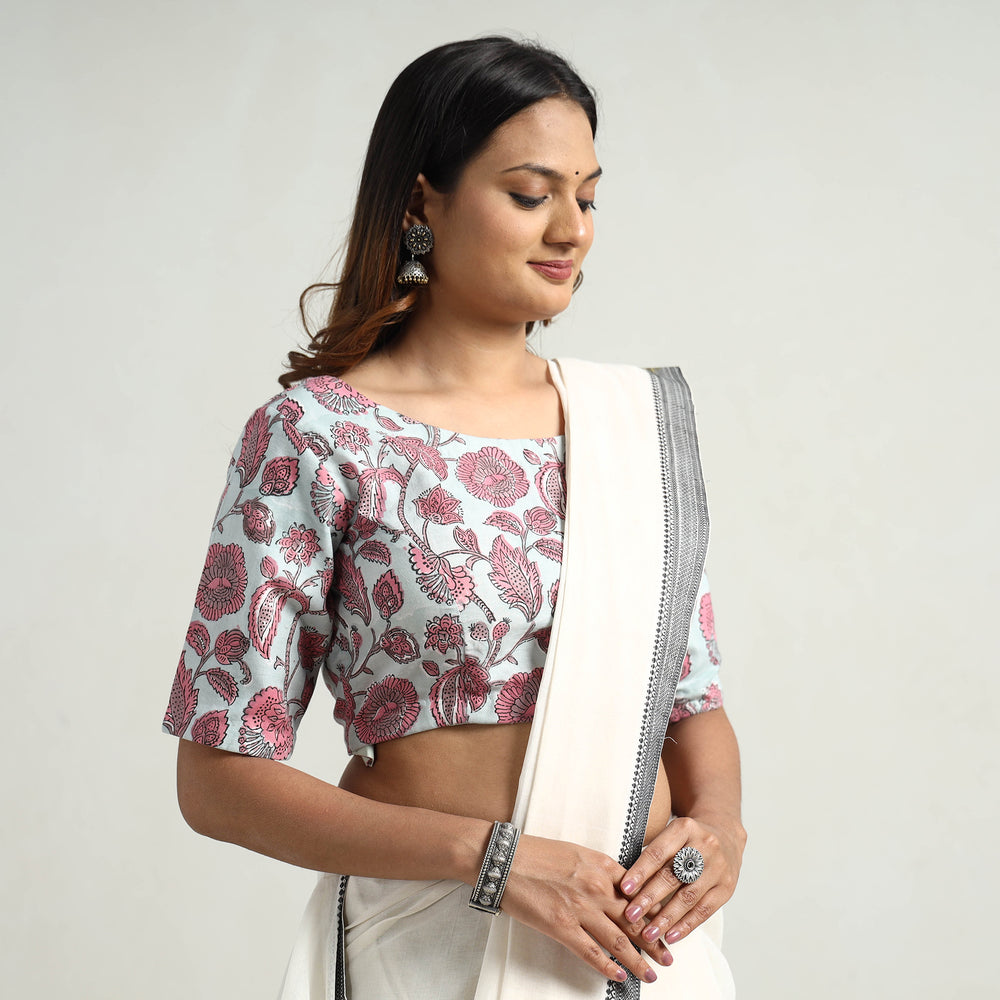 Grey - Sanganeri Block Printed Cotton Stitched Blouse