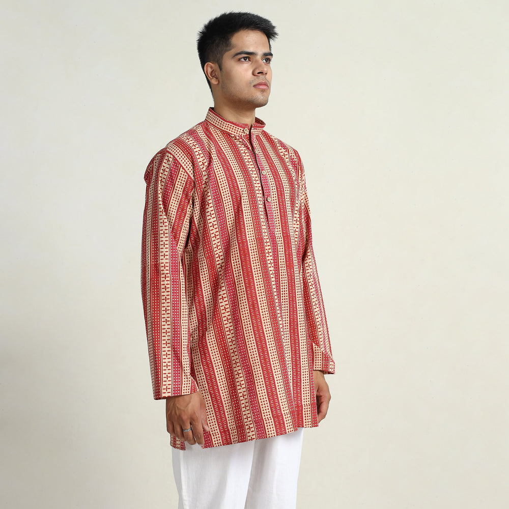 Kalamkari Printed Cotton Men Short Kurta 10