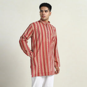 Kalamkari printed cotton men short kurta 10 - handcrafted
