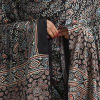 Black - Ajrakh Modal Silk Dupatta with Zari Border 05