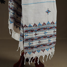 Kantha Hand Embroidered Khes Handwoven Cotton Dupatta 22