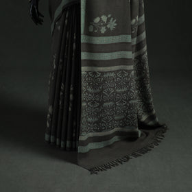 Pure Merino Wool Hand Block Akola Prints Saree 05