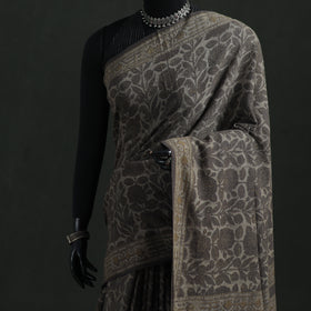 Pure Merino Wool Hand Block Akola Prints Saree 04