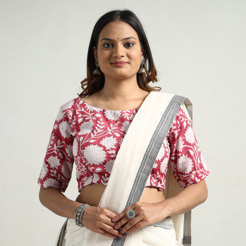 Pink - Sanganeri Block Printed Cotton Stitched Blouse