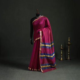 Handloom Zari Border Maheshwari Silk Saree 08