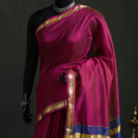Handloom Zari Border Maheshwari Silk Saree 08