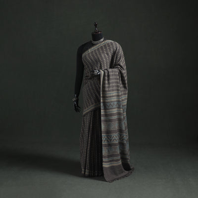 Pure Merino Wool Hand Block Akola Prints Saree 02