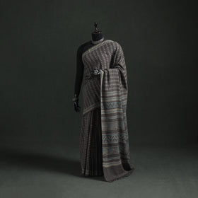 Pure Merino Wool Hand Block Akola Prints Saree 02