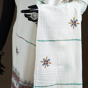 Kantha Hand Embroidered Khes Handwoven Cotton Dupatta 27