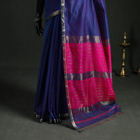 Handloom Zari Border Maheshwari Silk Saree 09