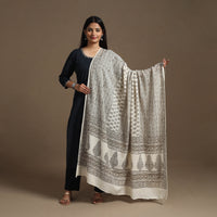 Beige - Block Printed Natural Dyed Cotton Bagh Dupatta 09