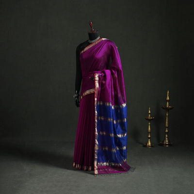 Handloom Zari Border Maheshwari Silk Saree 10
