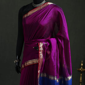 Handloom Zari Border Maheshwari Silk Saree 10