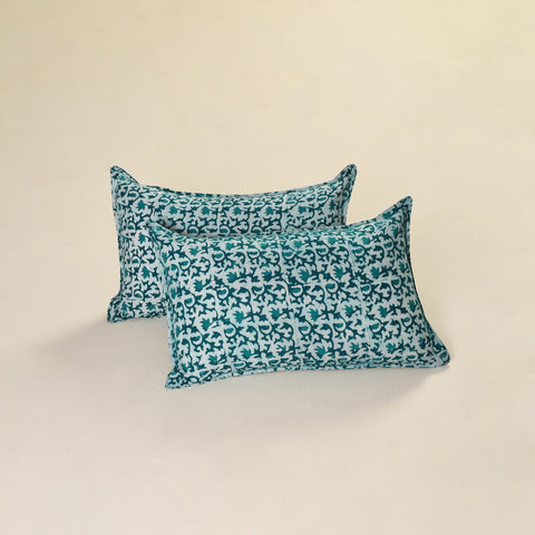 Hand Block Batik Print Pillow Covers (Set of 2) 09