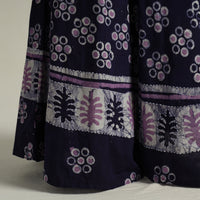 Purple - Hand Batik Printed Running Stitch Cotton Long Skirt 38