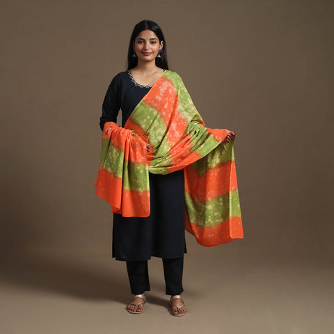 Multicolor - Tie-Dye Mul Cotton Shibori Dupatta/Wrap Sarong 12