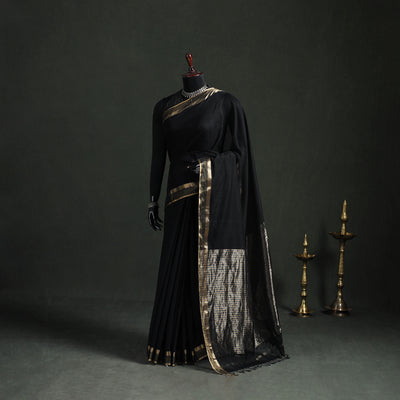 Handloom Zari Border Maheshwari Silk Saree 12