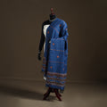 Blue - Kantha Hand Embroidered Khes Handwoven Cotton Dupatta 31