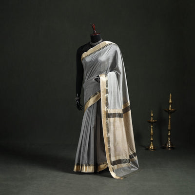 Handloom Zari Border Maheshwari Silk Saree 13