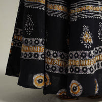 Black - Hand Batik Printed Running Stitch Cotton Long Skirt 40