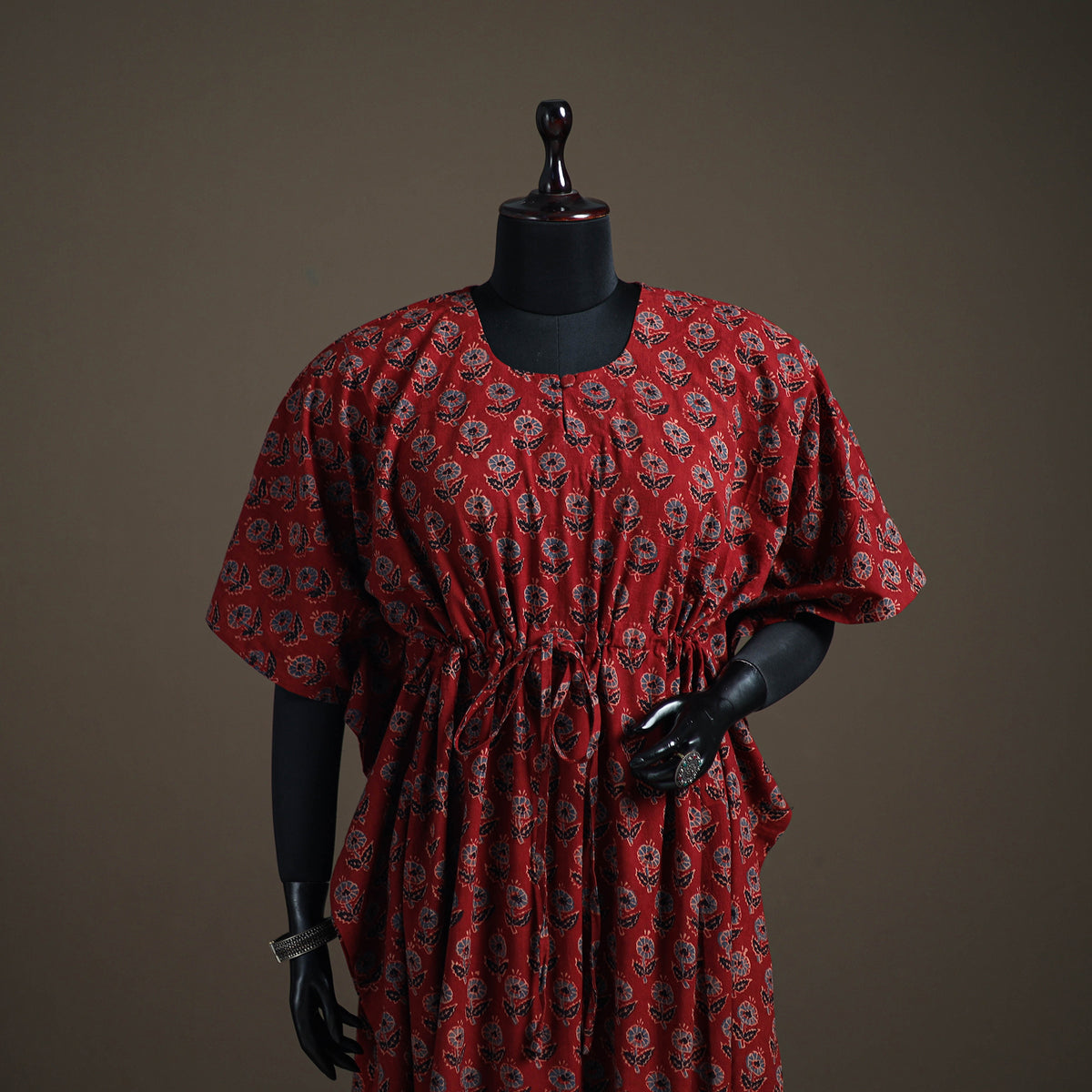 Ajrakh Hand Block Print Natural Dyed Cotton Long Kaftan 13